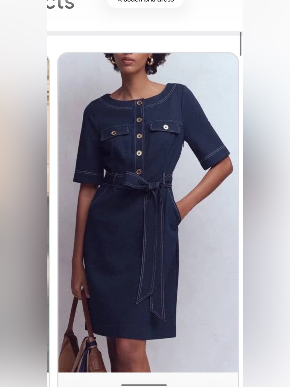 Boden Women’s bria Navy Button-Front Belted Dress 0p